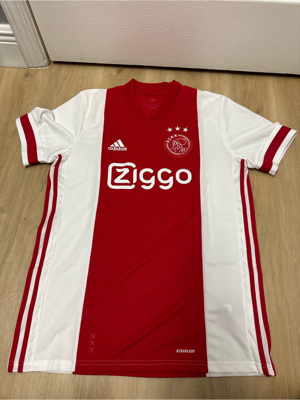 adidas Ajax Amsterdam Ziggo Red/White Soccer Jersey Shirt Top Size L Pristine
